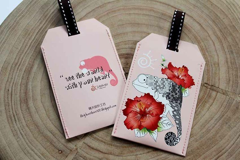 储值卡套:变色龙-和风(扶桑花/浮世绘) - 证件套/卡套 - 纸 粉红色