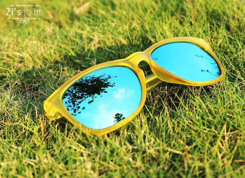 太阳眼镜│黄色雾面框│金绿色镜片│墨镜│抗UV400│2is Harri - 眼镜/眼镜框 - 塑料 黄色