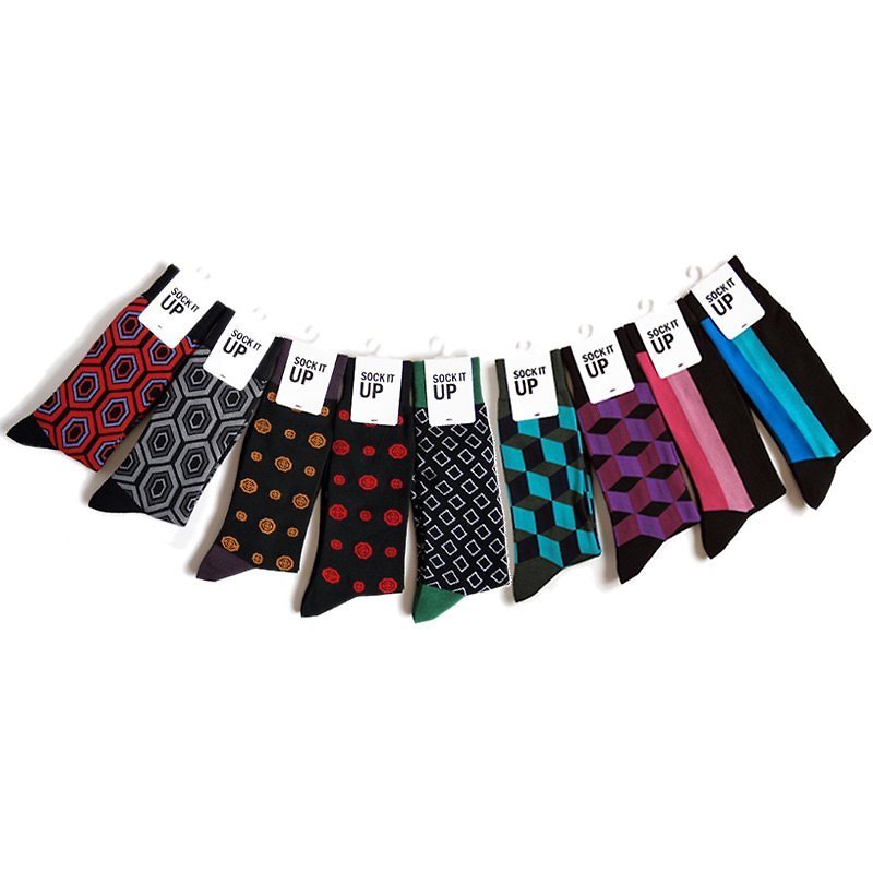 SOCK IT UP台湾制造200针缇花图案中筒绅士袜·任选十双2000元专区 - 绅士袜 - 其他材质 多色