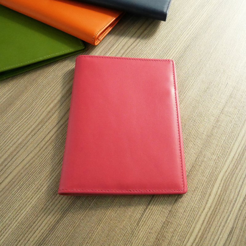 缤纷系列-皮革护照夹 玫瑰红 - 护照夹/护照套 - 真皮 红色