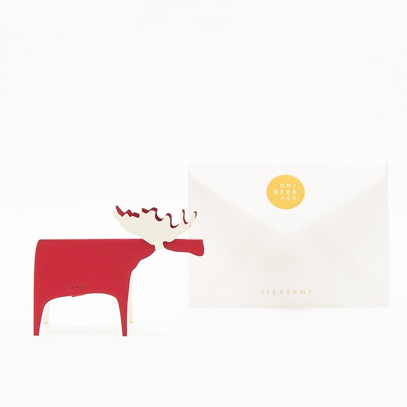 PLEASANT 纸快鹿礼卡 Deer Card Paper (红白) - 立体小鹿摆饰 - 摆饰 - 纸 红色