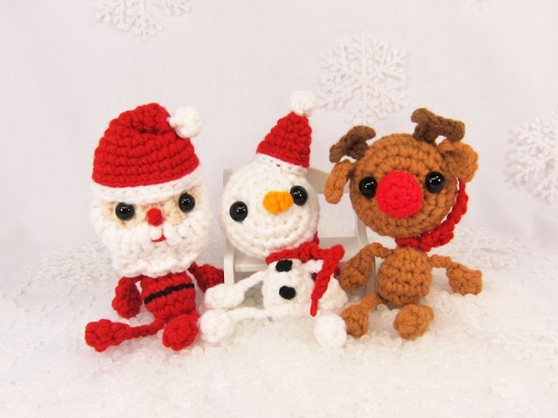 圣诞老人/雪人/红鼻麋鹿(3入)-钥匙圈-吊饰-摆件 - 钥匙链/钥匙包 - 其他材质 多色