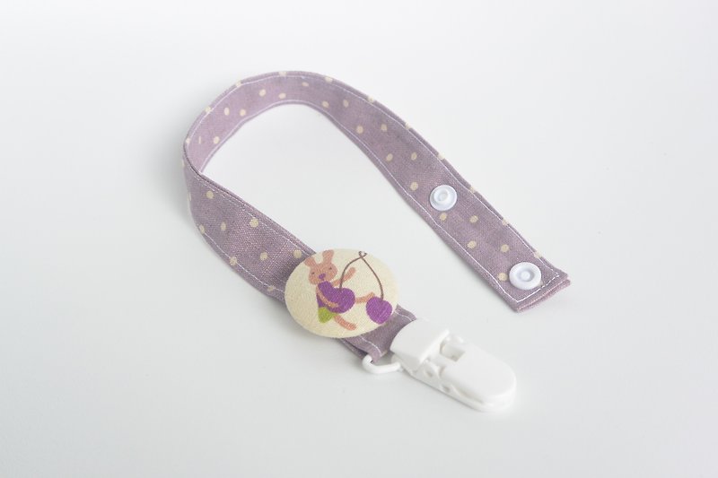 手感布包扣奶嘴链 - Rabbit - 围嘴/口水巾 - 其他材质 紫色
