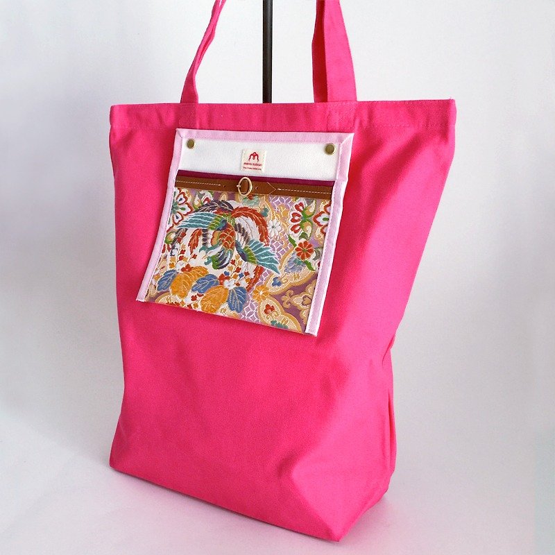金襴ポケットエコバッグ（トート） - 手提包/手提袋 - 其他材质 粉红色
