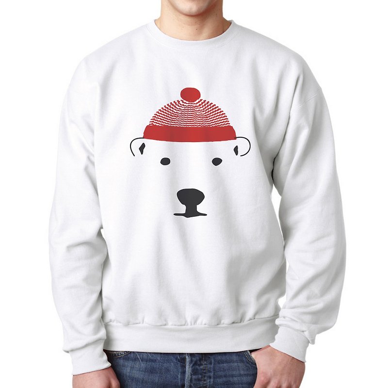 小熊带上红色羊毛帽, 变色套头式的长袖上衣 - 中性连帽卫衣/T 恤 - 其他材质 白色