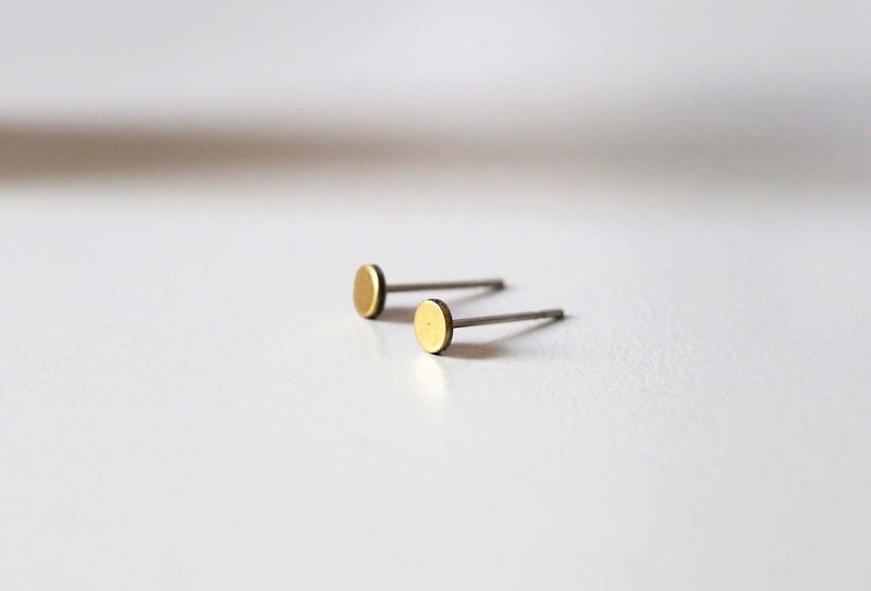 铜片 耳环(针) - 耳环/耳夹 - 其他金属 黄色