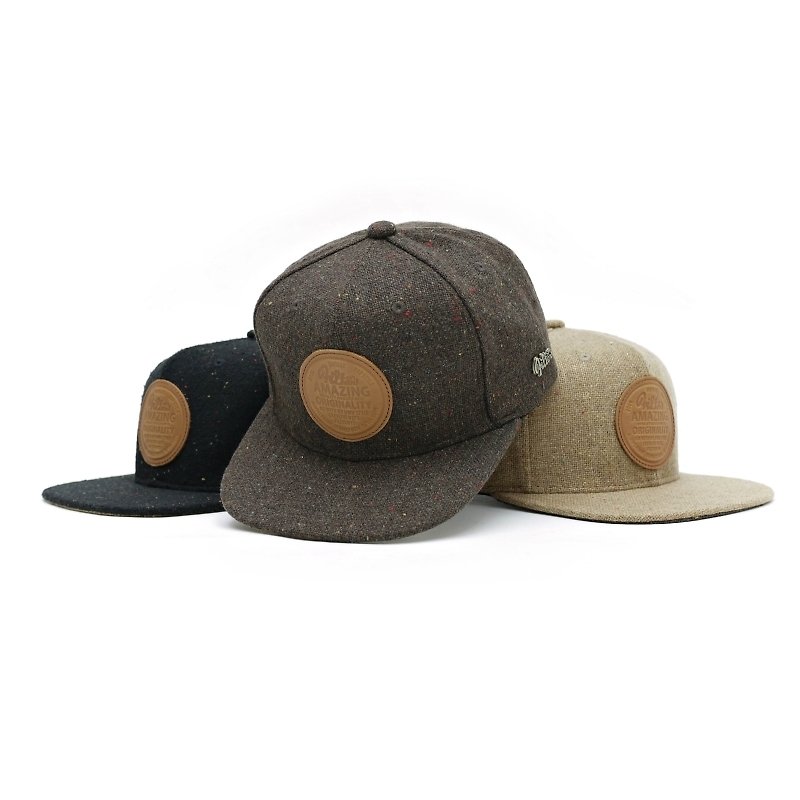 Filter017 混纺毛料皮牌棒球帽  LEATHER LABEL SNAPBACK CAP - 帽子 - 其他材质 