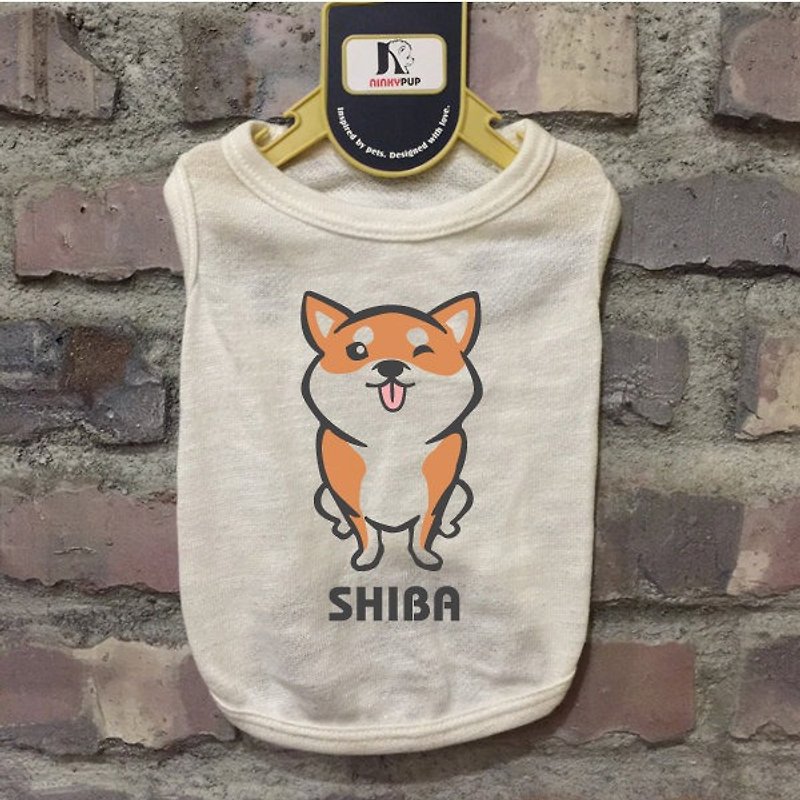 [毛孩姓名订做款] 柴犬B款 Shiba Inu 反光衣(毛孩款) - 衣/帽 - 棉．麻 白色
