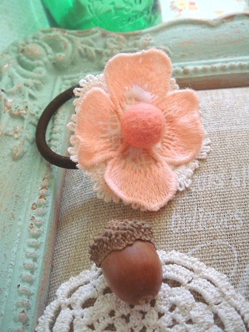 Garohands 夏雨桔粉绣球羊毛毡蕾丝手感发束  H012  礼物 - 发饰 - 其他材质 橘色