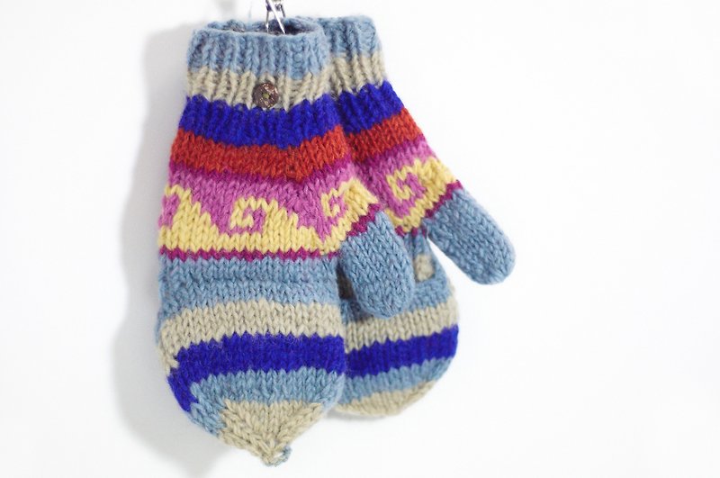 圣诞礼物 / 限量一件手织纯羊毛针织手套 / 可拆卸手套 - 童趣色系 - 手套 - 其他材质 多色