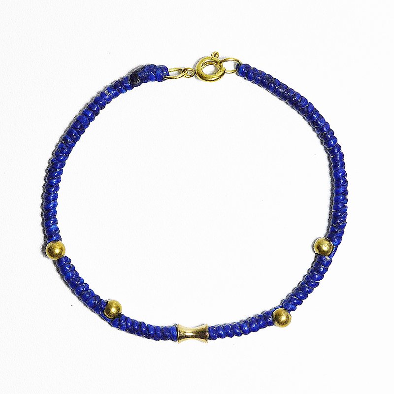 理想情人 黄铜蜡线编织手链(17色) - 手链/手环 - 蜡 蓝色