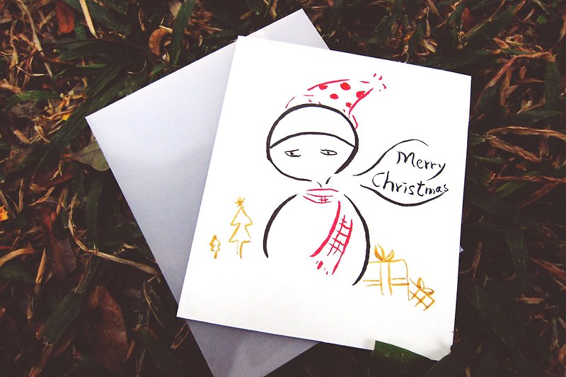 2014年大头症女孩过圣诞节-雪人篇 - 卡片/明信片 - 纸 红色
