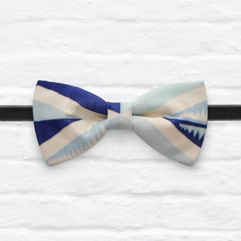 Style 0022 方篮 印花 系列 领结 Blue square pattern bowtie - 颈链 - 其他材质 蓝色