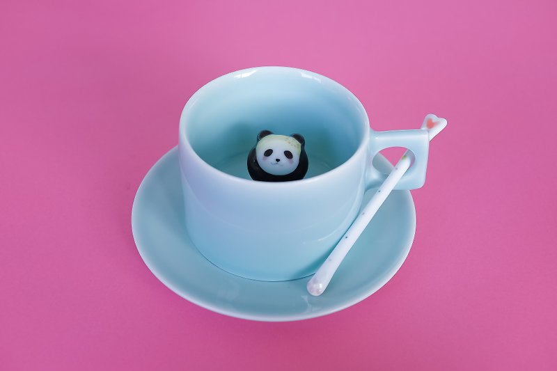 三浅陶瓷|原创 温泉熊猫 创意咖啡杯生日礼物创意礼物陶瓷杯子 - 咖啡杯/马克杯 - 其他材质 绿色