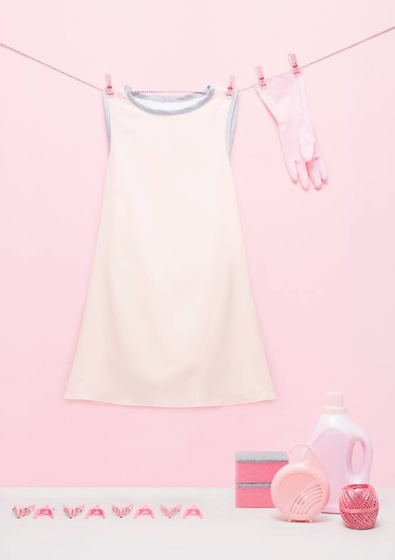 粉红A-line连身短裙 - 洋装/连衣裙 - 其他材质 粉红色