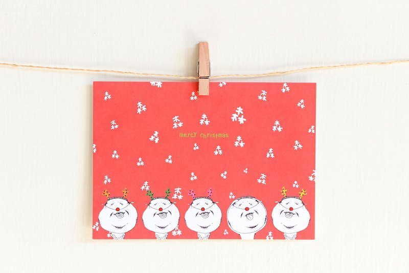 圣诞节卡片-小麋鹿拥抱阿伯 - 卡片/明信片 - 纸 红色