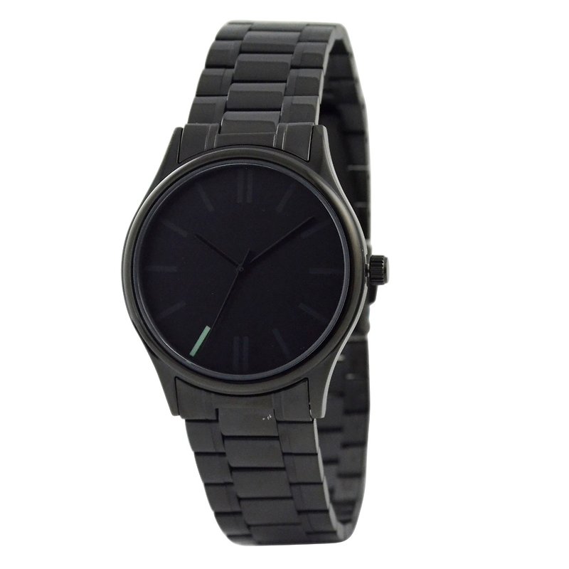 黑色简约手表(碧绿色7时) 配钢带 - 女表 - 其他金属 黑色