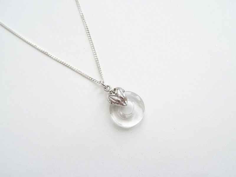 ::Daily Jewels:: 白水晶古董款纯银叶型项链 - 项链 - 宝石 白色