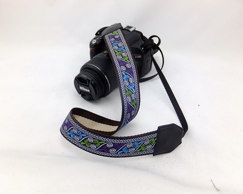 相机背带 个性定制 可印字 真皮拼接 刺绣花纹  民族风035 - 相机背带/脚架 - 真皮 多色