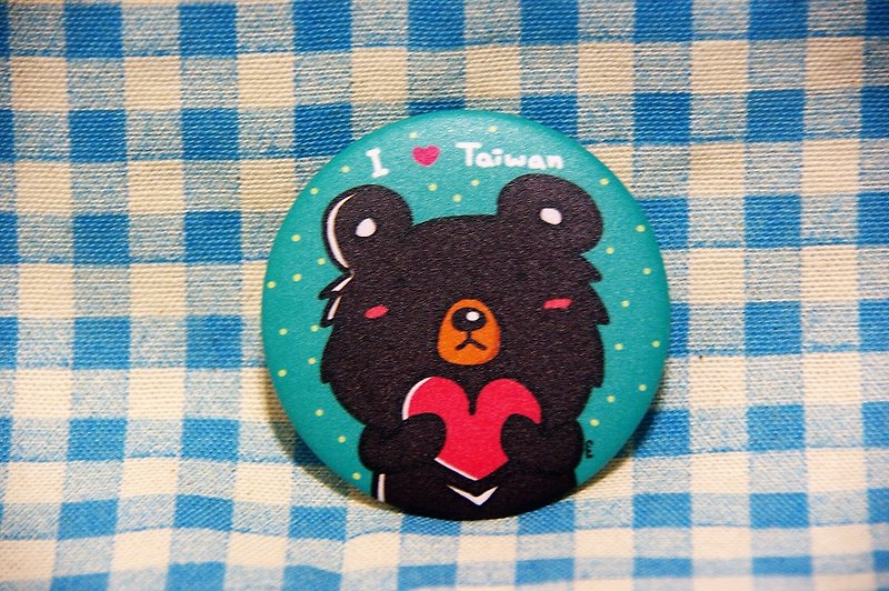 我爱台湾黑熊　徽章/磁铁 - 胸针 - 其他金属 黑色