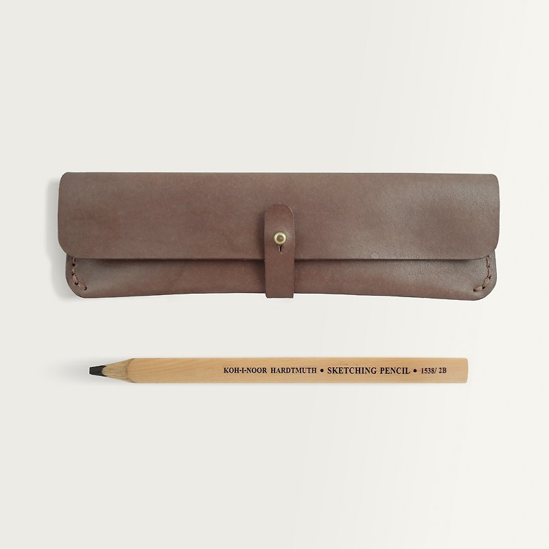 扣扣笔袋 -- 深咖啡色 - 铅笔盒/笔袋 - 真皮 咖啡色