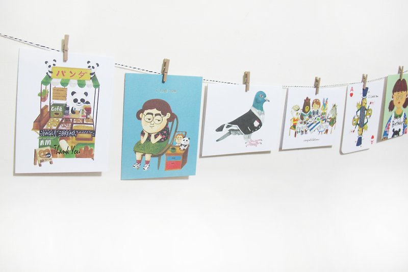 panda杂货铺-二号餐happy card set 附六个不同的可爱信封喔！情人节卡片 生日卡 - 卡片/明信片 - 纸 多色