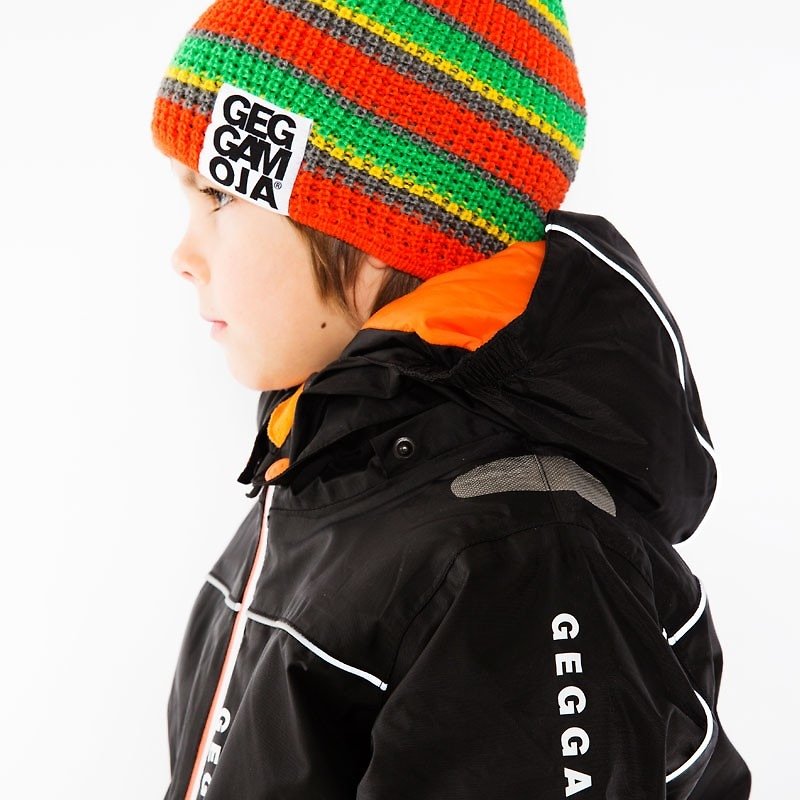 瑞典保暖内刷绵密防水毛层羊毛针织帽2岁-6岁以上 橘绿条纹 - 婴儿帽/发带 - 棉．麻 绿色
