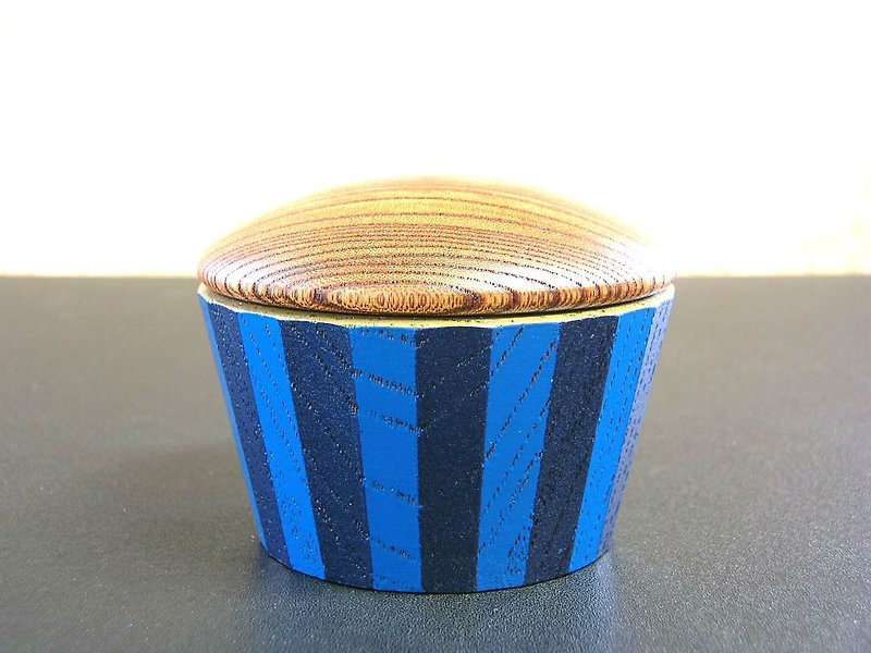 小さな容器　24角・青紺ストライプ - 碗 - 木头 蓝色