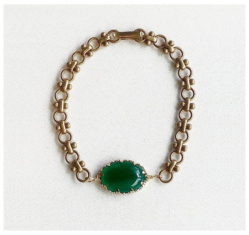 ∴Minertés=复古绿玛瑙黄铜手链∴ - 手链/手环 - 宝石 绿色