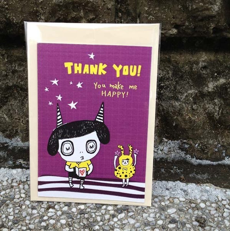 废物奶泡插画卡片-谢谢你,总是让我很开心 - 卡片/明信片 - 纸 紫色