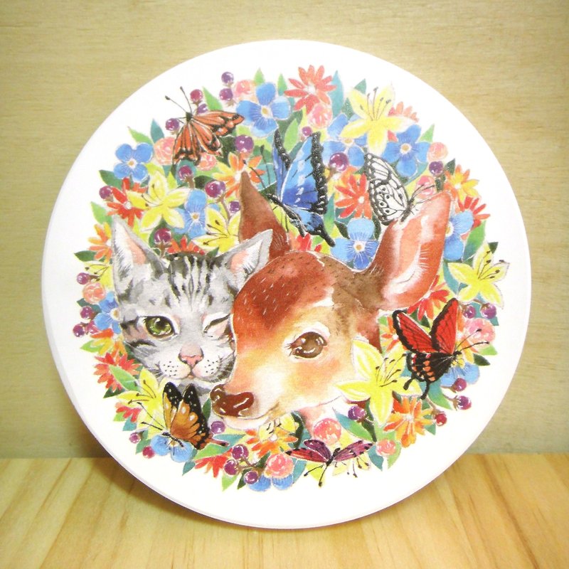 台湾莺歌陶磁吸水杯垫-美短猫&小鹿款 - 杯垫 - 其他材质 多色
