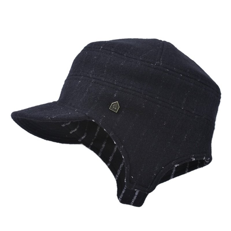 飞行帽／毛料黑色条纹款 (S号) - 帽子 - 其他材质 黑色