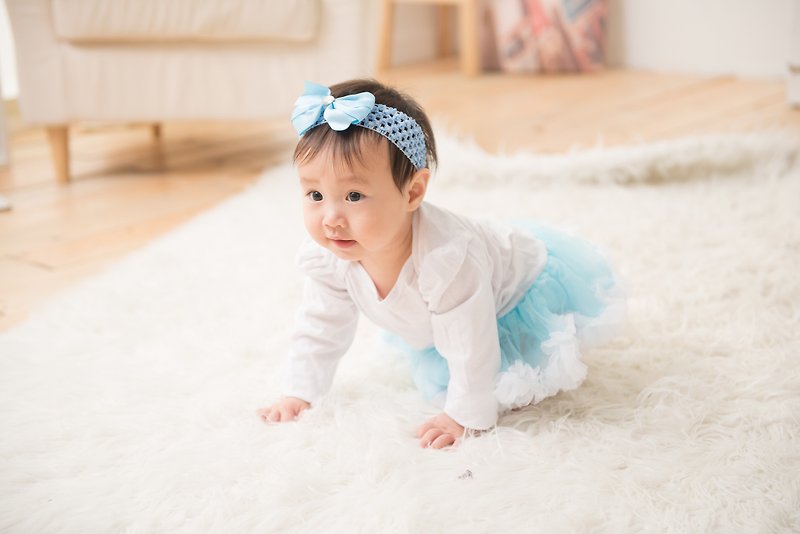 女婴雪纺蓬蓬裙连身衣 –冰雪奇缘(长袖) - 其他 - 棉．麻 蓝色