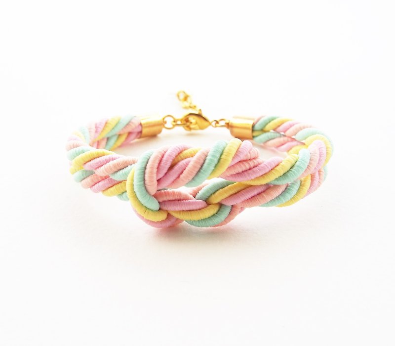 Marshmallow bracelet - marshmallow jewelry - marshmallow accessories - tie the knot bracelet - pastel bracelet - cute bracelet - kawaii. - 手链/手环 - 其他材质 多色
