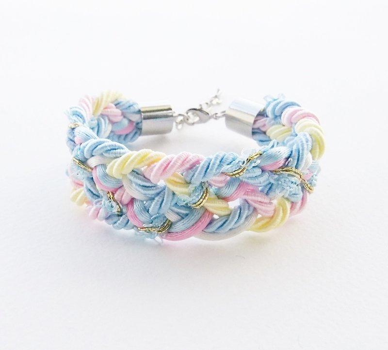Pastel braided bracelet - 手链/手环 - 其他材质 多色