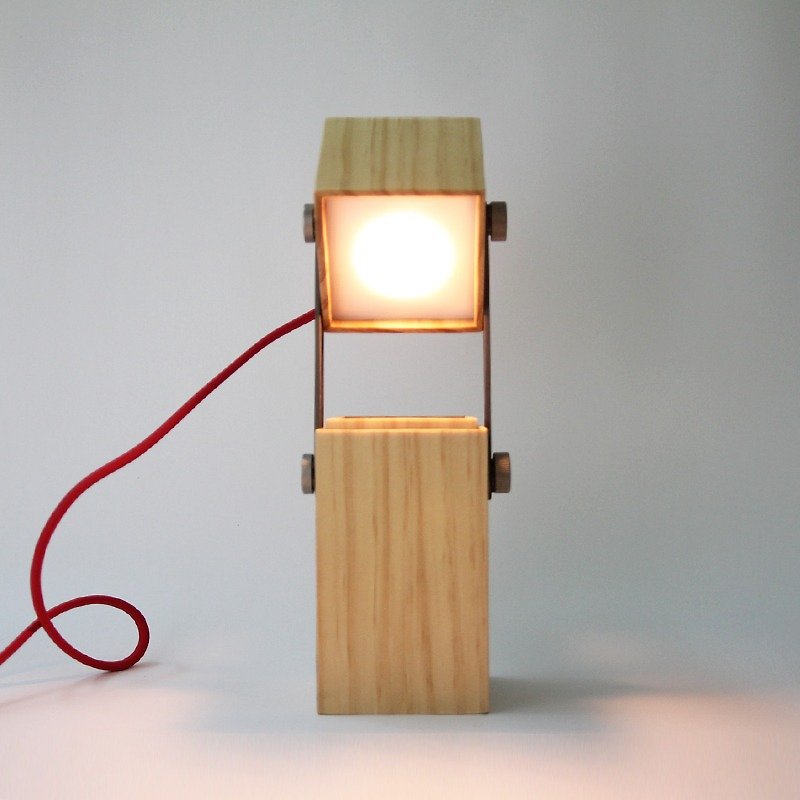 LED松木魔方灯_红色编织线 - 灯具/灯饰 - 木头 咖啡色