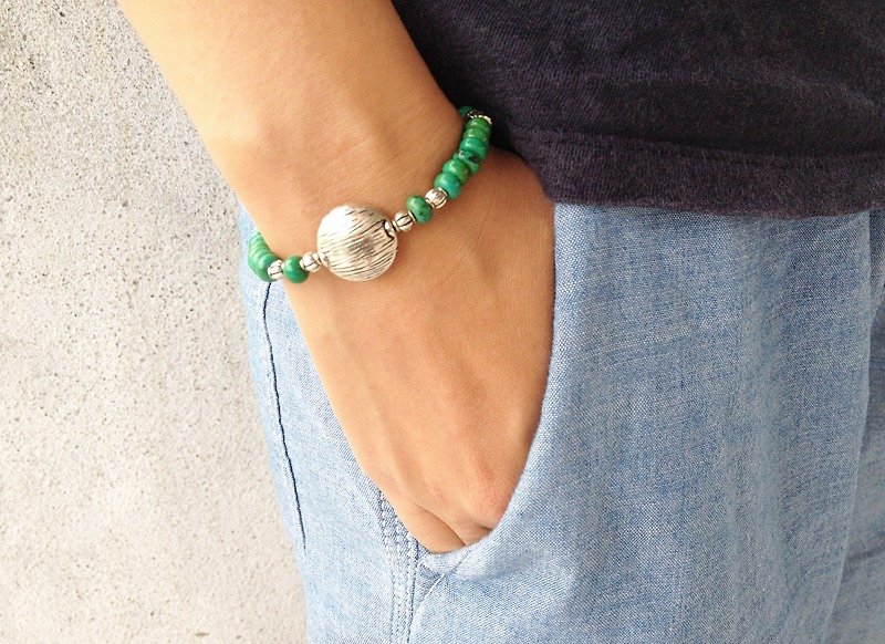 天然石手环-复刻绿-复古新潮(绿色/古着款/个性/配件) - 手链/手环 - 宝石 绿色