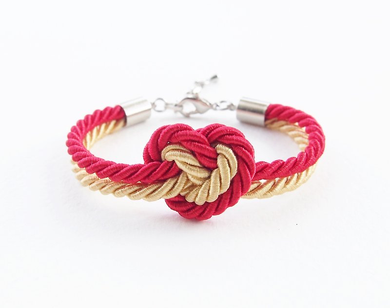 Red and gold heat knot bracelet - 手链/手环 - 其他材质 红色