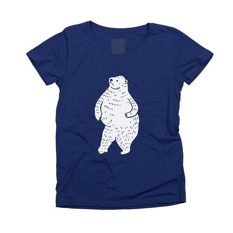 踊るしろくま  動物  アニマル  Tシャツ　レディースS〜XLサイズ　Tcollector - 女装 T 恤 - 棉．麻 蓝色