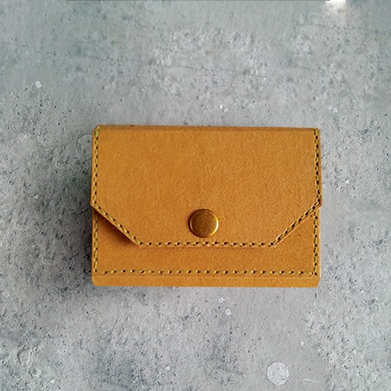 名片夹、零钱包 - 水洗牛皮纸 (松褐) 纸皮革 - 零钱包 - 纸 咖啡色