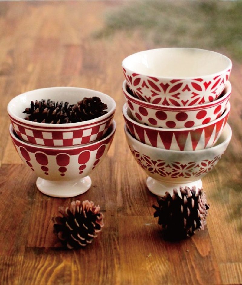 KTF咖啡欧蕾碗6件组/复古古董碗(樱桃红) - 花瓶/陶器 - 其他材质 