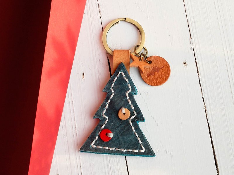 ::圣诞礼物:: 圣诞树造型皮革钥匙圈 - 钥匙链/钥匙包 - 真皮 多色