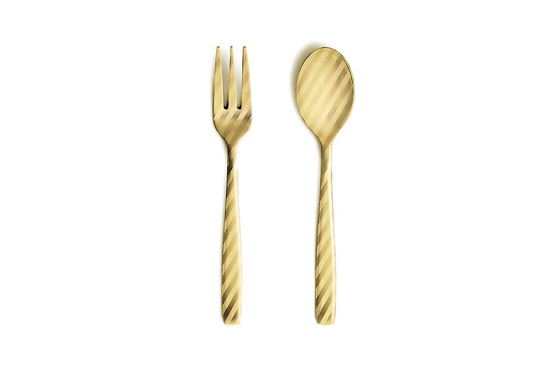 Perrocaliente 斜纹 点心餐具组 / 金色 - 餐刀/叉/匙组合 - 其他金属 金色