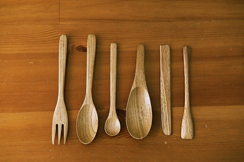 Moment木们- 日式和风原木餐具组(一套六入) - 餐刀/叉/匙组合 - 木头 咖啡色