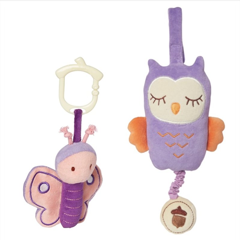 美国MyNatural粉紫色系吊挂多元感官玩具组 - 满月礼盒 - 棉．麻 紫色