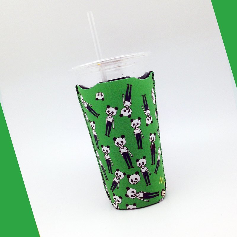 BLR 保冰/保温 吸水杯套 适用市售饮料杯 熊猫人 - 杯垫 - 聚酯纤维 绿色