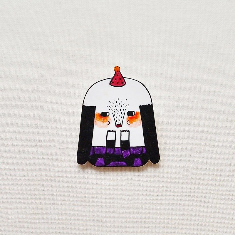 Baobei The Shy Dog / 害羞的狗狗宝贝 / 手工制作热缩片 / 胸针磁铁 - 胸针 - 塑料 紫色