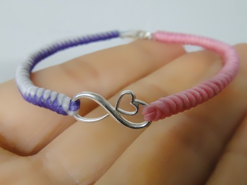 纯银无限爱 蚕丝蜡线 - 手链/手环 - 防水材质 粉红色