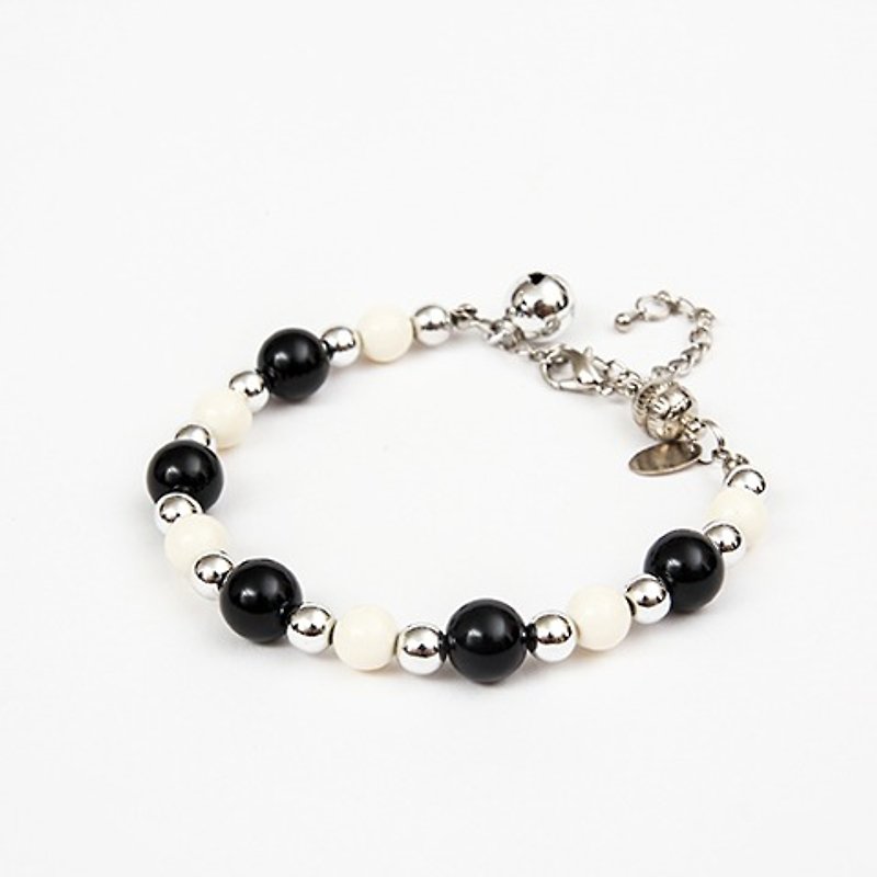 Ella Wang Design 黑白相间银珠项链-黑白色 猫咪 项链 项圈 - 项圈/牵绳 - 塑料 黑色