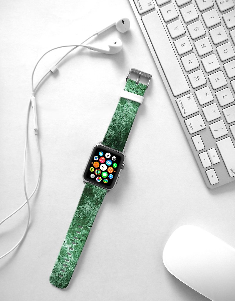 Apple Watch Series 1 , Series 2, Series 3 - Apple Watch 真皮手表带，适用于Apple Watch 及 Apple Watch Sport - Freshion 香港原创设计师品牌 - 绿云石纹 237 - 表带 - 真皮 